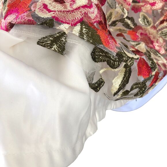 TRIXXI White Floral Embroidered Prom Party Maxi Skirt w Tulle Junior Sz 1 - Picture 11 of 16